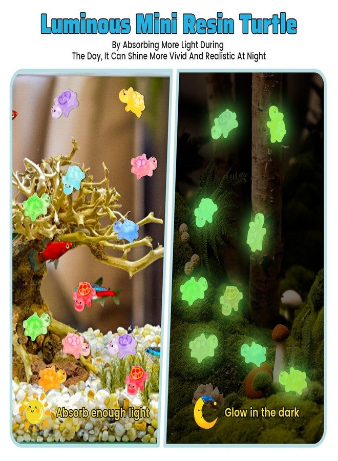 Yonseng 200pcs Mini Resin Turtles Luminous Tiny Turtle for Crafts Dollhouse Miniatures Mini Resin Things Animals for Fairy Garden Micro Landscaping Decoration Home Decor, 10 Colors(0.31 * 0.47inch，Medium) - Image 3